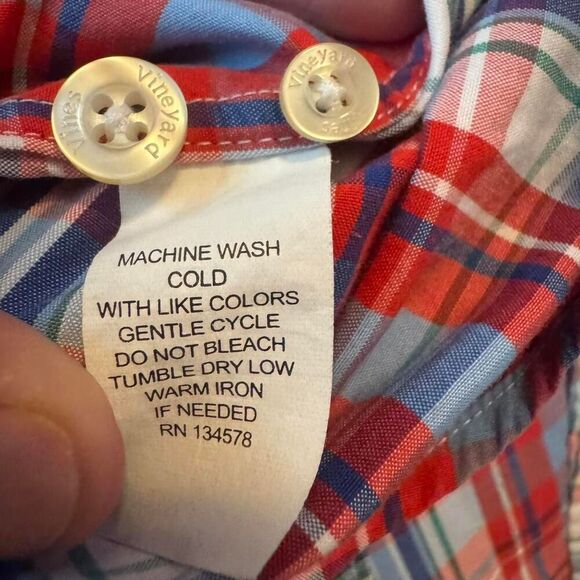 Vineyard Vines Men’s red/white/blue plaid long sleeve button down Tucker Shirt L - Picture 4 of 5